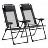 Outsunny Double Camping Chairs Foldable W/ Reclining & Headrest, Black