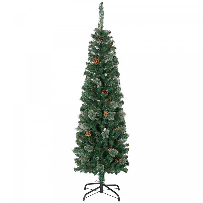 Homcom Artificial Pencil Christmas Tree With Pine Needles And Pine Cones