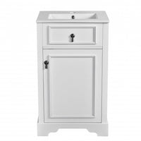 Mason 20 Inch Compact Modern Bathroom Vanity with Ceramic Sink, White 