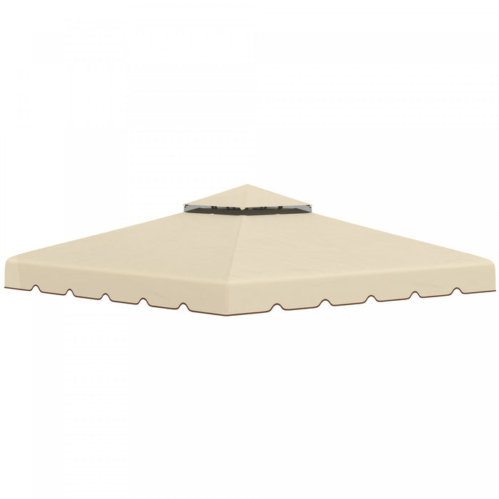 Outsunny 9.8'x9.8' Double Roof Gazebo Replacement Canopy Top Cover, Beige