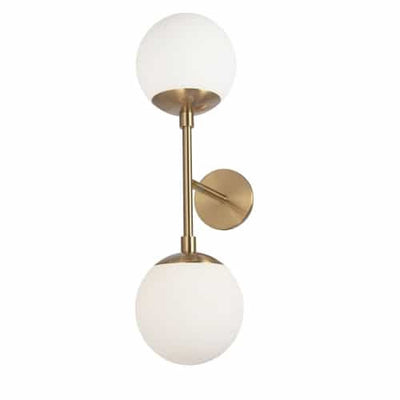 Dainolite Dayana 2 Light Wall Sconce Aged Brass White Glass Lamp|Applique murale Dayana de Dainolite en verre blanc, avec fini laiton vieilli et 2 ampoules