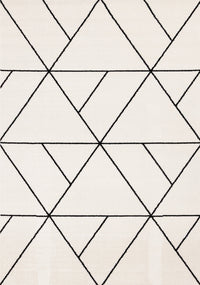 Covington White Black Modern Geometric Trellis Design Rug, 5'3
