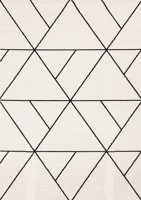 Covington White Black Modern Geometric Trellis Design Rug, 5'3\" x 7'7\" Indoor Area Rug