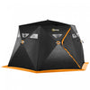 Outsunny 4 Person Insulated Ice Fishing Shelter, Pop-up Portable Ice Fishing Tent With Carry Bag, Two Doors And Anchors For -22℉, Black And Orange
