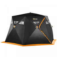 Outsunny 4 Person Insulated Ice Fishing Shelter, Pop-up Portable Ice Fishing Tent With Carry Bag, Tw