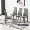 Ava Modern Diamond Grid Pattern Dining Chair Set (4-Pack) with Fireproof Leather and Metal Frame,Grey