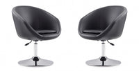 Hopper Modern Upholstered Swivel Lounge Chair in Black - Set of 2 Accent Chair