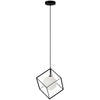 Dainolite Thomson 1 Light Pendant Matte Black Finish Opal White Glass Lamp