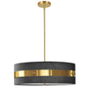 Dainolite Willshire 4 Light Pendant Aged Brass Finish Black Shade Lamp