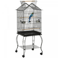 Pawhut Bird Cage 57 Inch Flight Cage For Cockatiel, Conure With Rolling Stand, Pull Out Tray, Storag