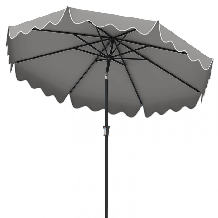 Costway 9 FT Patio Umbrella 2-Tier Market Table Umbrella with Sun-Protective Canopy Gray