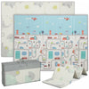 Qaba Baby Play Mat, 79" x 59" x 0.4", Foldable and Reversible Large Foam Playmat, Waterproof & Anti-Slip Portable Baby Floor Mat for Toddlers, Indoor Outdoor Use, Track & Elephant