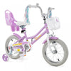 Costway 14 Inch Kids Bike With Training Wheels Doll Seat Basket Streamers Hand Brake Purple