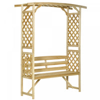 Outsunny Garden Arch With Bench, Wooden Garden Arbor For Vines, Natural