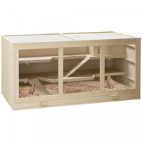 Pawhut Wooden Hamster Cage, Mouse Mice Rat Cage Small Animal Cage, 3 Tier Exercise Play House With S
