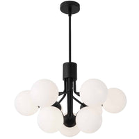 Dainolite Amanda 9 Light Chandelier Matte Black White Opal Glass Lamp
