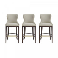 Blair Modern Wood Upholstered Barstool in Stone - Set of 3 Bar Stool