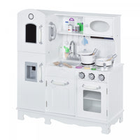 Qaba Large Kids Kitchen Playset With Telephone, Water Dispenser Simulation Cooking Set