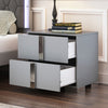 Madeline Nightstand with 2 Storage Drawers and Metal Legs,Grey | Madeline table de chevet avec 2 tiroirs de rangement et pieds en metal, gris