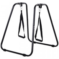 Soozier Fitness Dip Station Dip Bar Push Up Workout Stand With Straps Home Gym Black