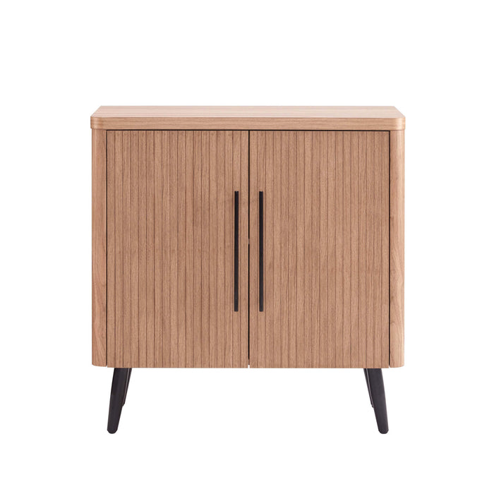 Jodie Mid-Century Modern 31\" Fluted Accent Cabinet in Maple
