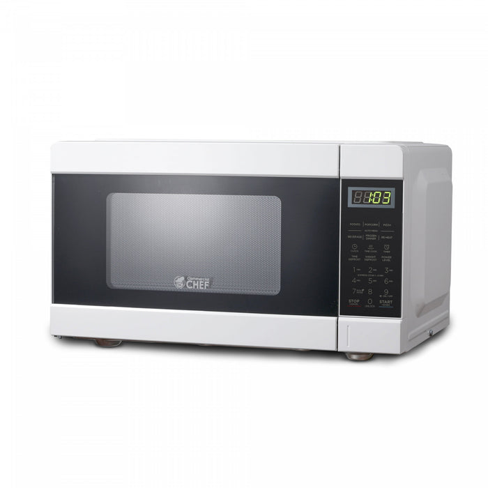 CHM Series Commercial Chef 0.9 Cu. Ft. Countertop Microwave Oven, CHM990W, White Countertop Microwave Less 1cuft