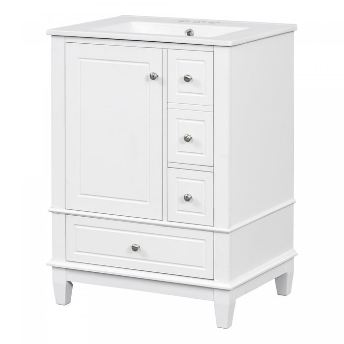 Sophia 24\" Bathroom Vanity with Ceramic Sink, White