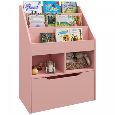 Homcom Kids Bookcase Multi-shelf Rack Organizer With Storage Drawer For Books For Reading Nook, Clas|Homcom Bibliotheque Pour Enfants Multi-etageres Avec Tiroir De Rangement Pour Livres Pour Coin Lectu