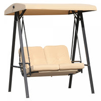 Outsunny 2 Seater Covered Outdoor Swing Chair Porch Swing Bench Lounger Hammock With Removable Cushi