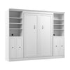 Bestar Versatile Full Murphy Bed and 2 Closet Organizers with Doors (109 W) - White