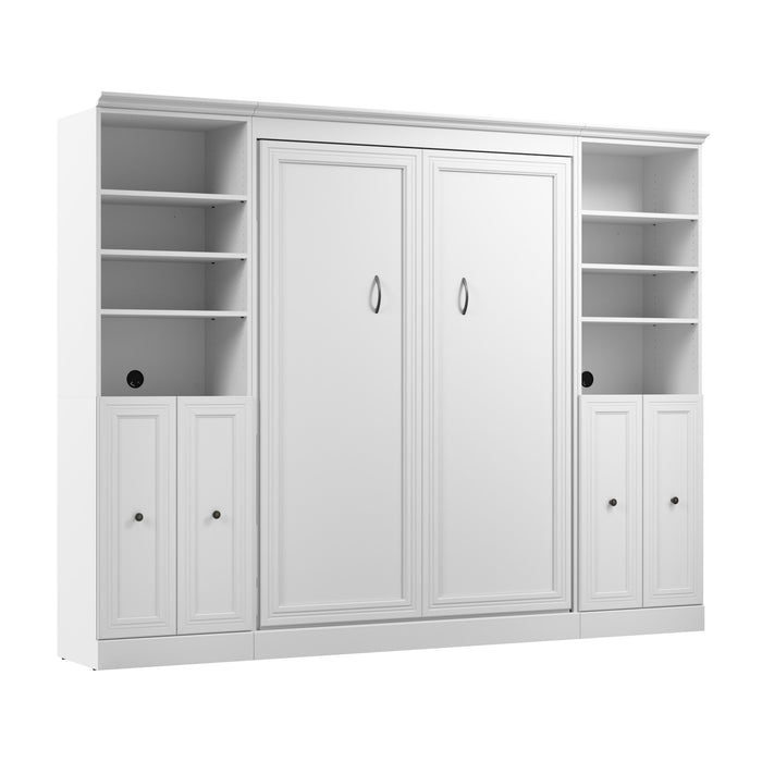 Bestar Versatile Full Murphy Bed and 2 Closet Organizers with Doors (109 W) - White