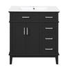 Savannah 30 Inch Bathroom Vanity with Ceramic Sink and Spacious Storage Cabinet, Black
