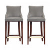 Shubert Modern Wood Upholstered Barstool in Dark Taupe - Set of 2