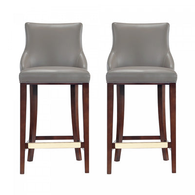 Shubert Modern Wood Upholstered Barstool in Dark Taupe - Set of 2 | Tabouret de bar moderne en bois Shubert avec revetement en taupe fonce - Lot de 2