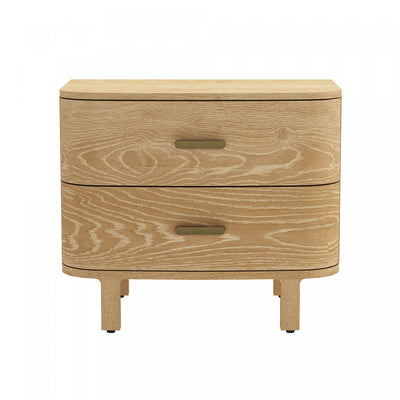 Solara Contemporary 30" Solid Wood Nightstand in Natural Oak (2-Drawer) | Table de nuit contemporaine Solara 30" en bois massif chene naturel (2 tiroirs)