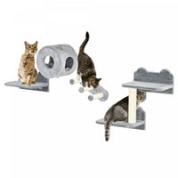 Pawhut 4 Pcs Cat Wall Shelves, Pet Wall-mounted Climbing Shelf Set, Kitten Activity Centre With Cond