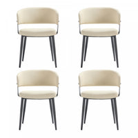 Luce Modern Textured Vegan Leather Metal Dining Chair in Sand - Set of 4