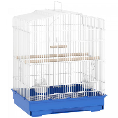 PawHut 23" Large Bird Cage for Finches, Canaries Budgies, Parrot Cage with Accessories Handle, Blue