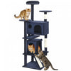 PawHut 63\" Cat Tree, Cat Tower for Indoor Cats with Scratching Posts, Cat Condos, Bed, Platforms, Ramp, Toy Ball, Cat Activity Center, Dark Blue