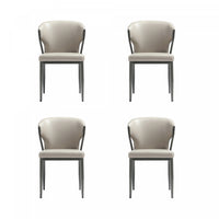 Kirsten Modern Vegan Leather Metal Dining Chair in Light Gray - Set of 4