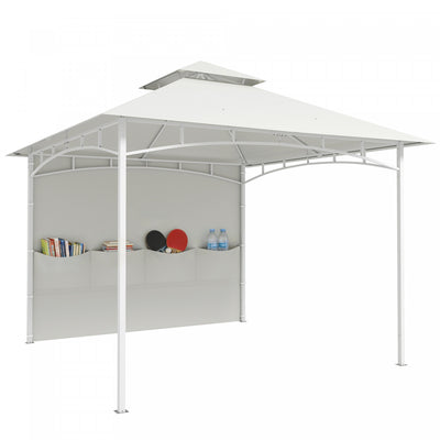 Outsunny 10' x 10' Patio Gazebo, Double Roof Outdoor Gazebo, Cream White