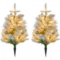 Homcom 2 Pieces 2ft Pre Lit Artificial Christmas Trees With 60 Led Lights