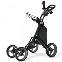 Goplus Folding 4 Wheels Golf Push Cart W/bag Scoreboard Adjustable Handle Gray