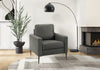 Upholstered Accent Chair, 32" Wide, Dark Grey Leather-Look, Black Metal Legs, Modern Accent Chair | Chaise D'Appoint Rembourre , 34"L, Aspect Cuir Gris Fonce, Pieds En Metal Noir, Moderne