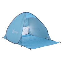 Outsunny Pop Up Beach Tent Portable Sun Shelter Uv Protection Outdoor Patio With Carry Case & Stakes