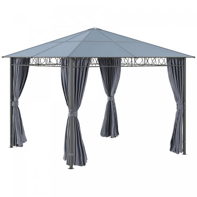 Outsunny 10' X 10' Polycarbonate Hardtop Gazebo Canopy Outdoor Patio Gazebo With Aluminum Frame & Cu|Outsunny 10' X 10' Pavillon De Jardin Polycarbonate A Toit Rigide Gazebo Exterieur Patio Avec Cadre