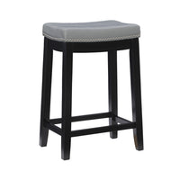 Claridge Faux Leather Backless Counter-Height Stool - Grey
