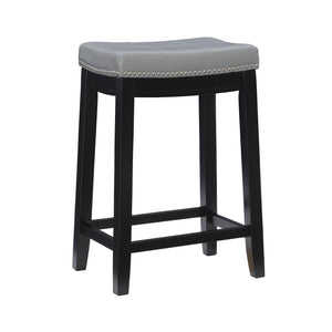 Claridge Faux Leather Backless Counter-Height Stool - Grey