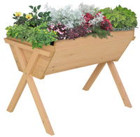 Outsunny 39'' X 28'' Raised Garden Bed With Legs, Elevated Wooden Planter Box With Bed Liner For Veg