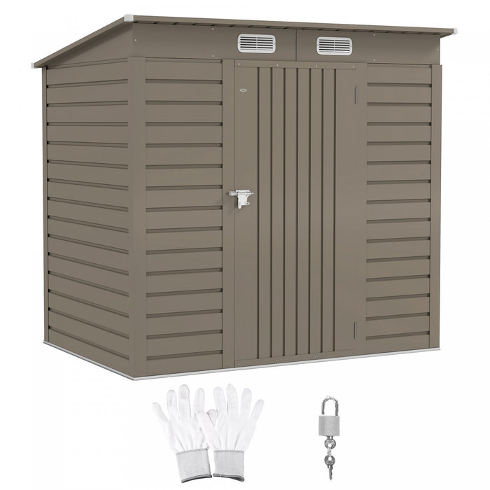 Outsunny 6 X 4ft Metal Garden Storage Shed With 2 Vents, Light Grey